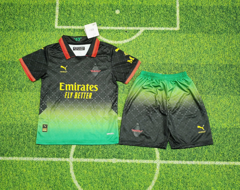 AC Milan 2024/25 x Off-White 4th Kit Set Kids - Black