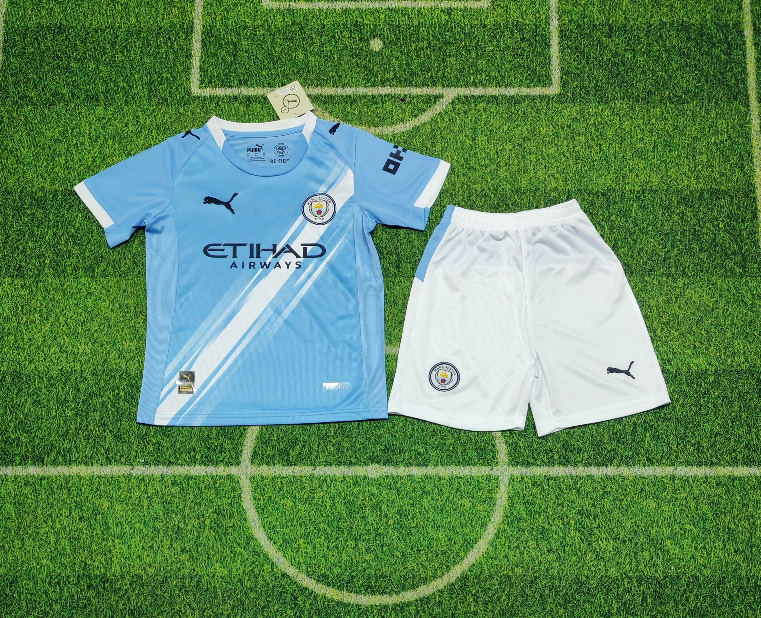 Manchester City 2025/26 Home Kit Kids Set – Sky Blue/White (Alternate Shorts)
