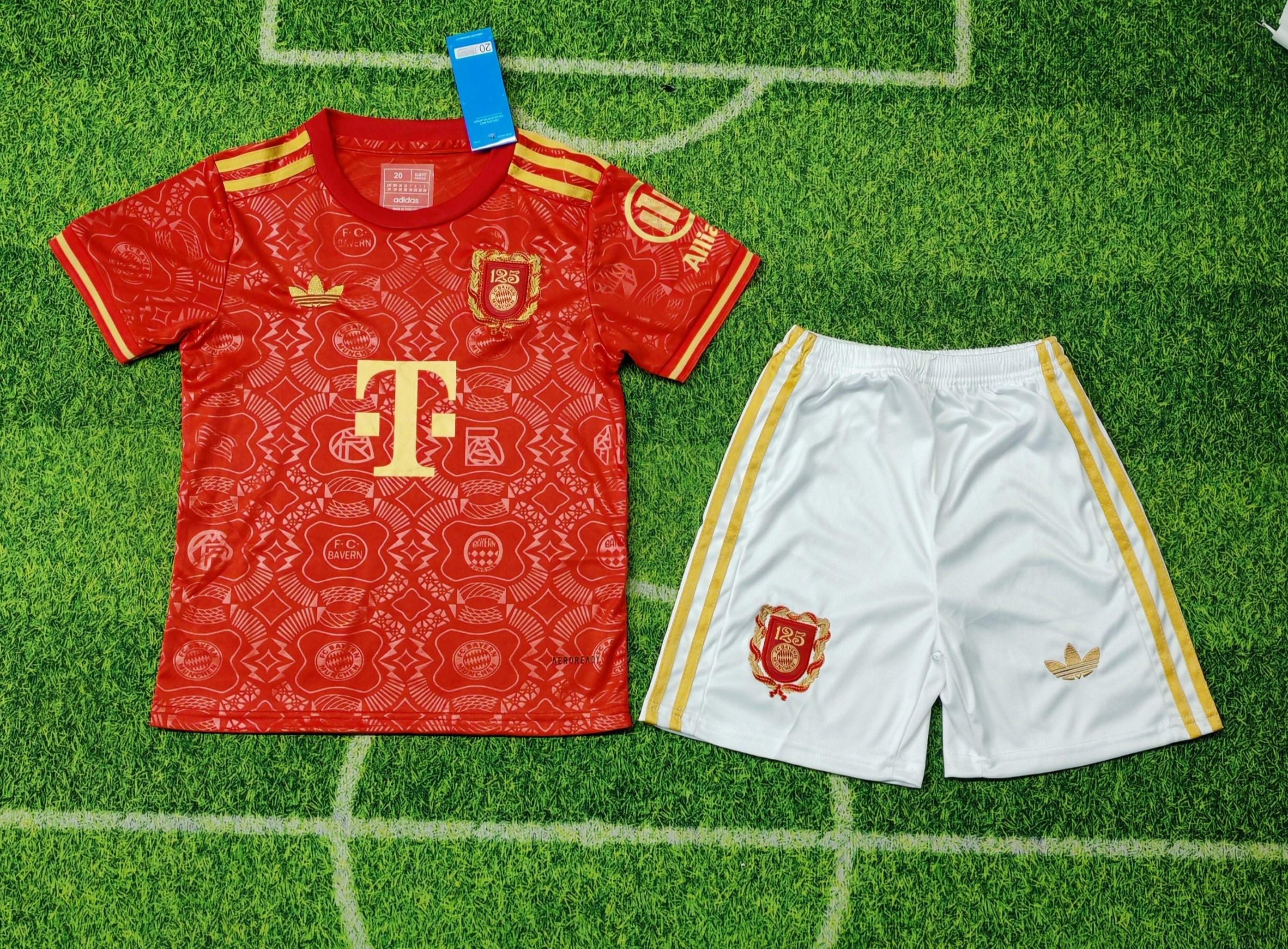 Bayern Munich 125th Anniversary Kit 2025/2026 Kids – Red/Gold Special Edition Set