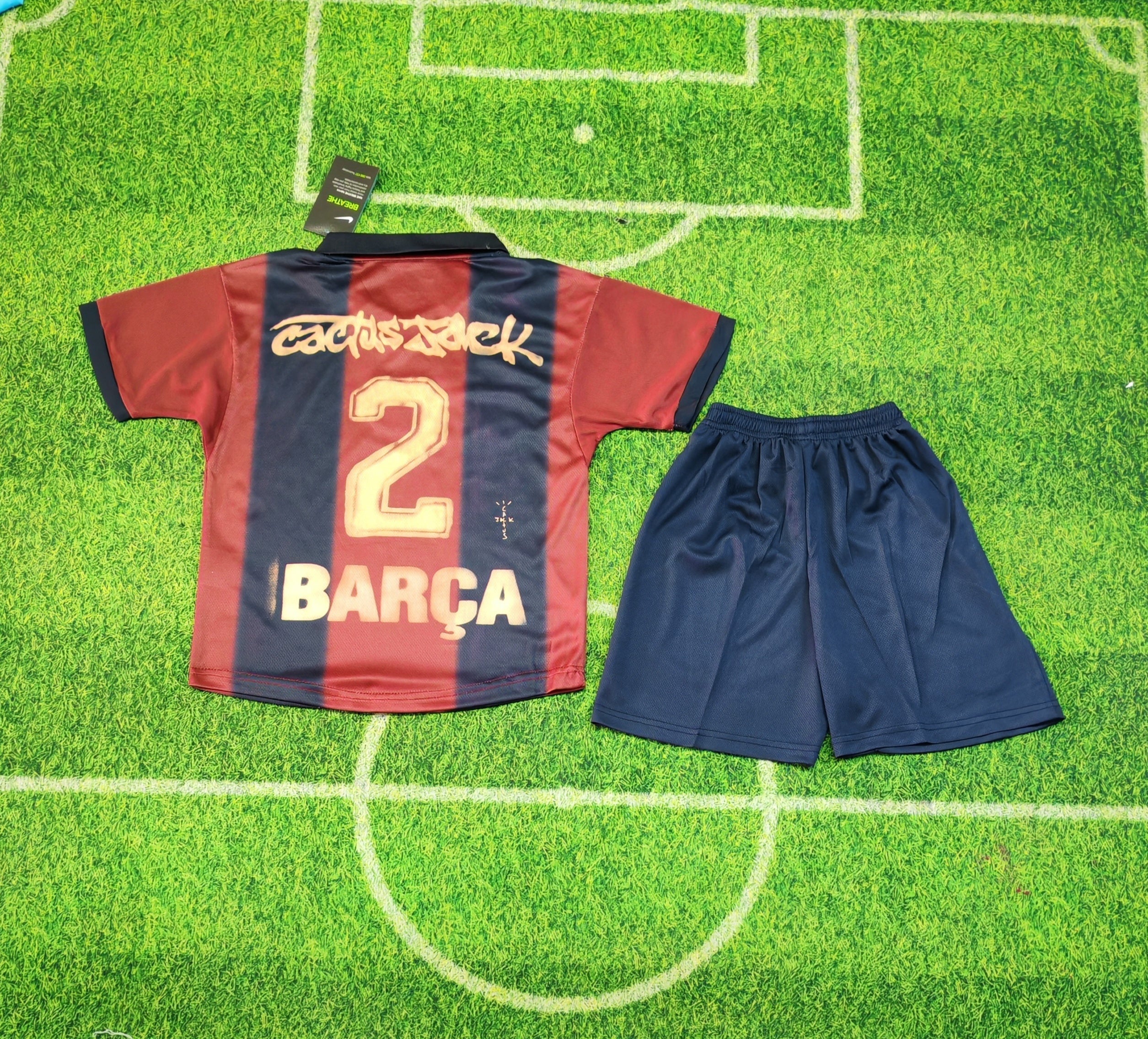 FC Barcelona x Travis Scott Cactus Jack Kit Kids – Blue/Red Collab Set