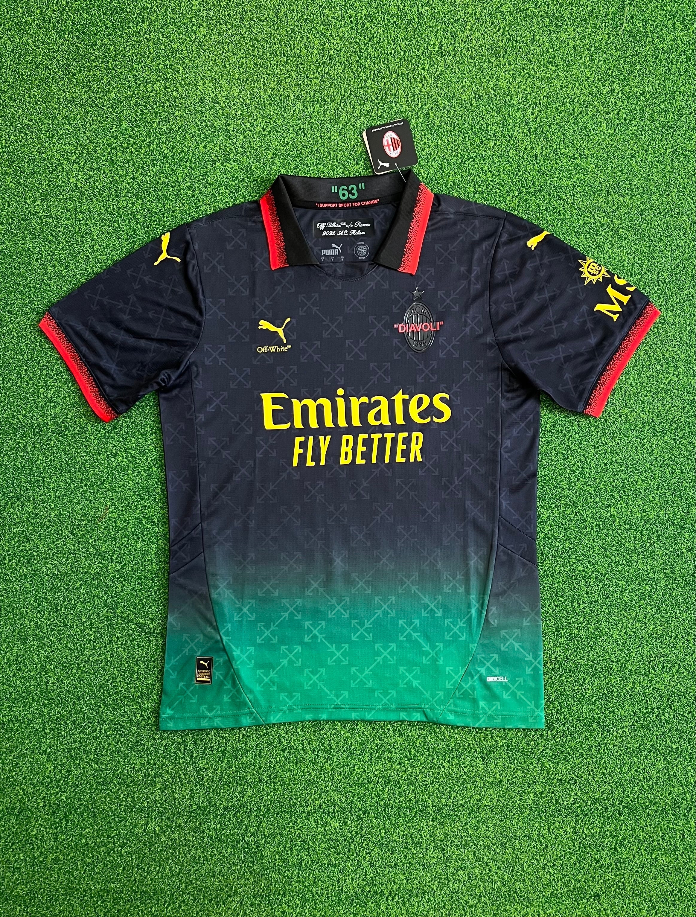 AC Milan x Off-White Inspired Shirt Black/Green Gradient