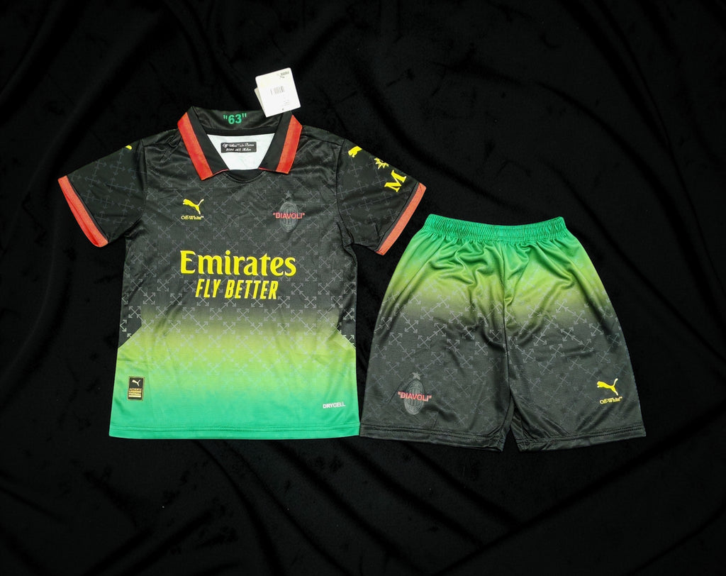 AC Milan 2024/25 x Off-White 4th Kit Set Kids - Black