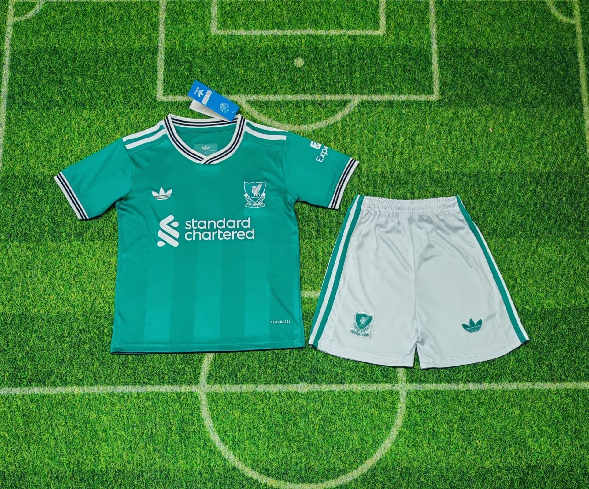 Liverpool 2025/26 Third Kit Kids Set – Green/White