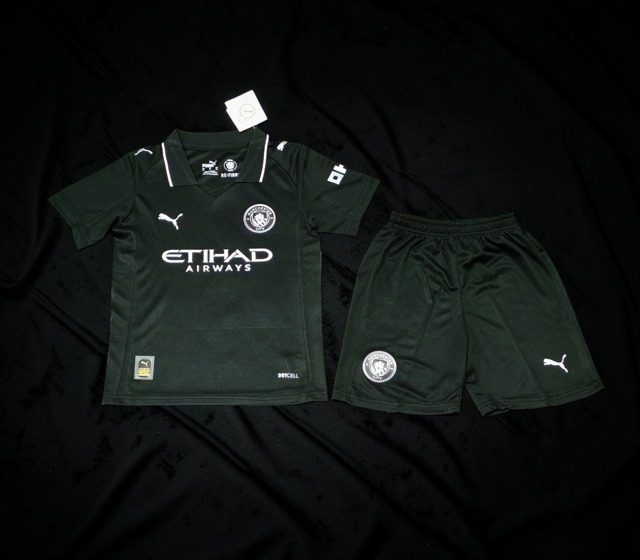 Manchester City 2025/26 Away Kit Kids Set – Black