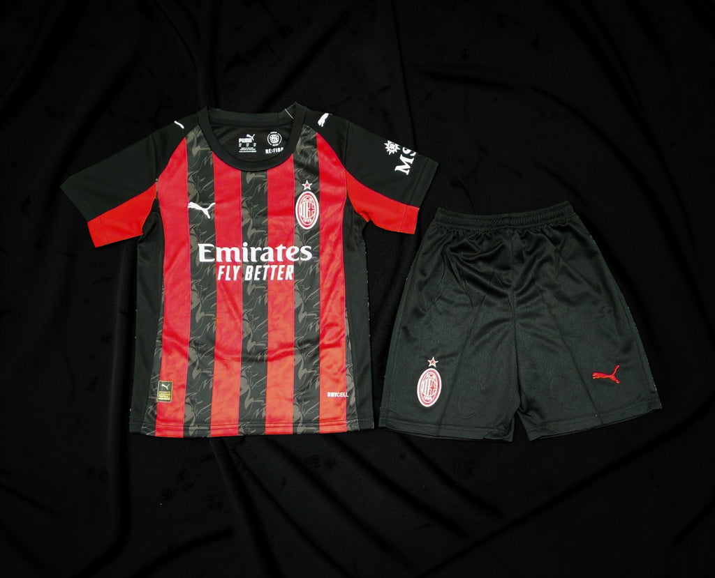 AC Milan 2025/26 Home Kit Set Kids – Alternative Shorts